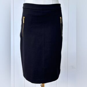 MICHAEL Michael Kors Black Pencil Skirt Double Zip Pockets Size 6